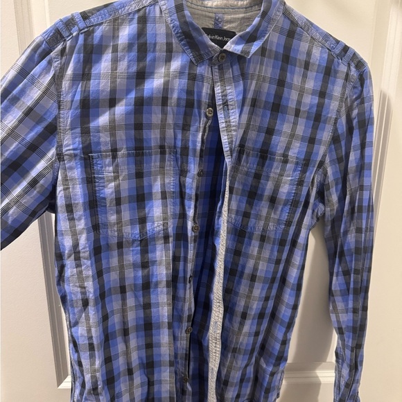 Calvin Klein Men’s Dress Shirt - Blue Plaid - Size M - Classic & Versatile - Picture 4 of 7
